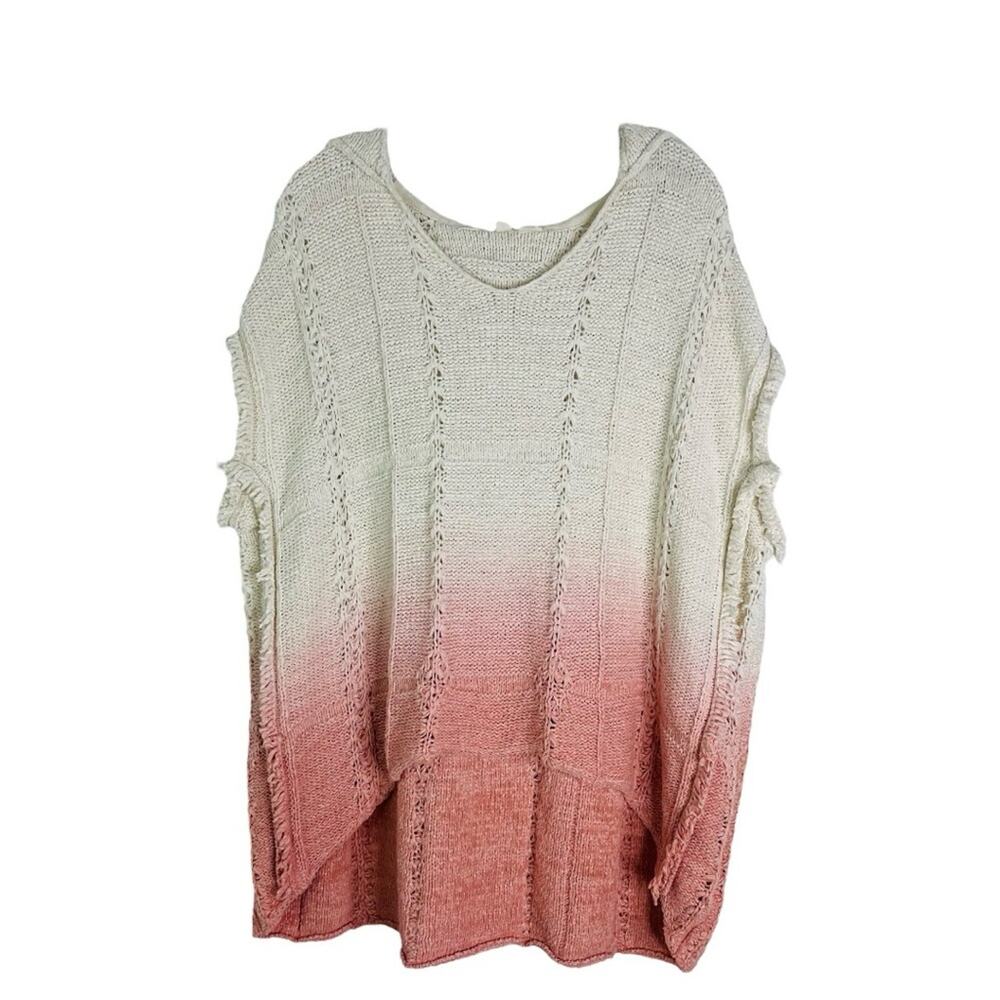 Moth cream pink crochet boho coastal hoodie fringe oversized sweater small/XS - Picture 1 of 9